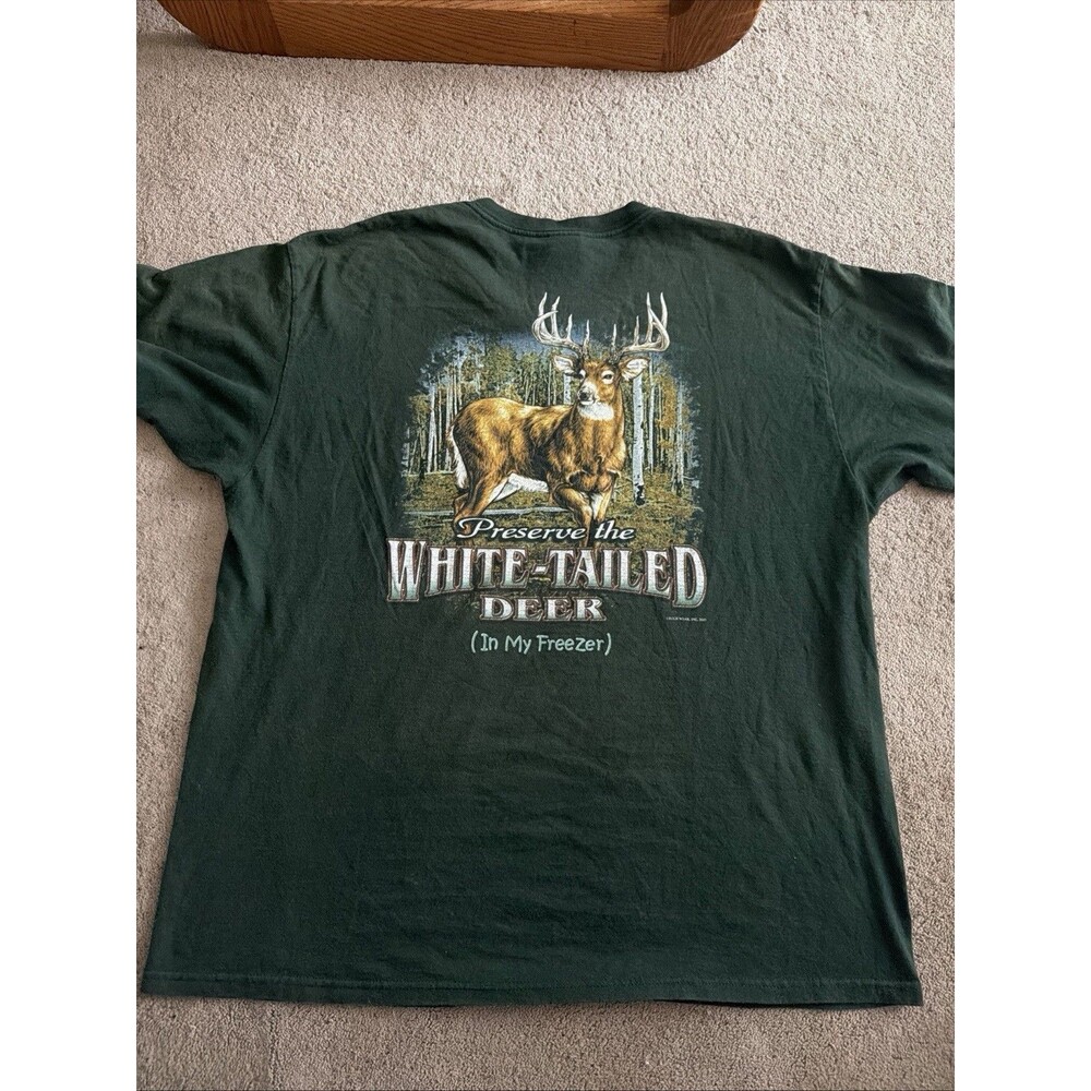 Buck Wear Mens Green Hunting Graphic Shirt Guilty Animals XL Humor Y2K 2003